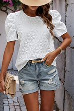 Load image into Gallery viewer, White Round Neck Floral Top