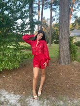 Load image into Gallery viewer, Red Crochet Short Set