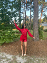 Load image into Gallery viewer, Red Crochet Short Set