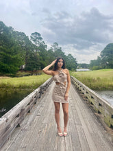 Load image into Gallery viewer, Rosette Crochet Cutout Mini Dress