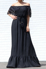 Load image into Gallery viewer, Off Shoulder Black Maxi Dress