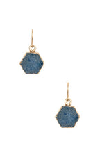Load image into Gallery viewer, Cracked Stone Hexagon Dangle Earrings