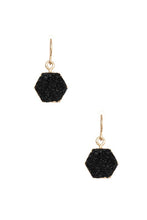 Load image into Gallery viewer, Cracked Stone Hexagon Dangle Earrings
