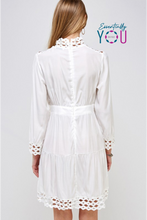 Load image into Gallery viewer, Crochet Mock Neck Flair Dress