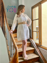 Load image into Gallery viewer, Crochet Mock Neck Flair Dress