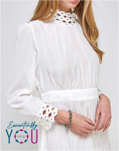 Load image into Gallery viewer, Crochet Mock Neck Flair Dress