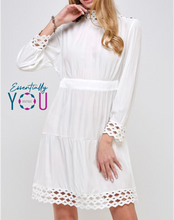 Load image into Gallery viewer, Crochet Mock Neck Flair Dress