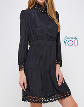 Load image into Gallery viewer, Crochet Mock Neck Flair Dress