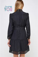 Load image into Gallery viewer, Crochet Mock Neck Flair Dress