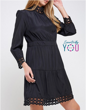 Load image into Gallery viewer, Crochet Mock Neck Flair Dress