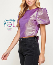 Load image into Gallery viewer, Metallic Bubble Sleeve Top