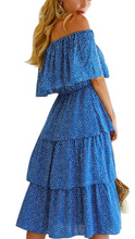 Load image into Gallery viewer, Off Shoulder Ruffle Drawstring Dress