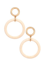 Load image into Gallery viewer, Round Wood Drop Earrings