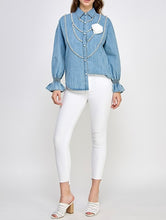 Load image into Gallery viewer, Pearl Detail Denim Shirt
