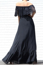 Load image into Gallery viewer, Off Shoulder Black Maxi Dress
