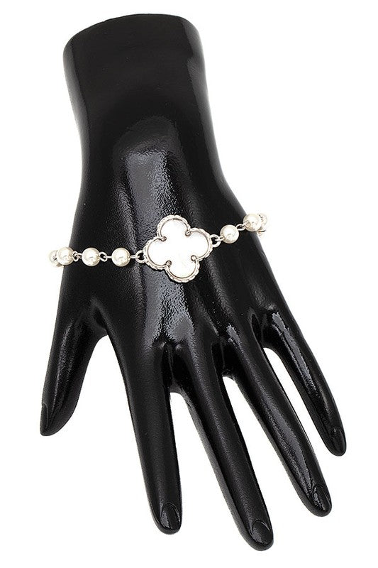 Clover Pearl Link Bracelet