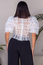 Load image into Gallery viewer, Crochet Lace Puff Sleeve Top
