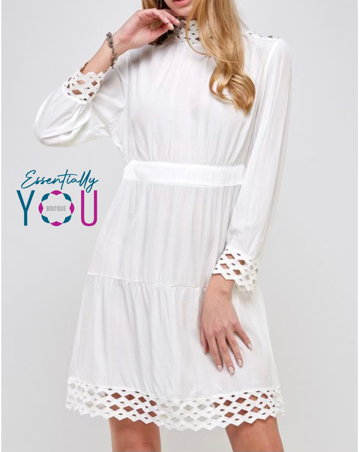 Crochet Mock Neck Flair Dress – Essentially You Boutique, LLC