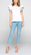 Load image into Gallery viewer, White Double Ruffle Sleeve Top

