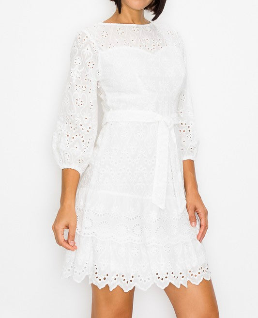 Eyelet Dress with Belt LARGE Eyelet Dress with Belt LARGE