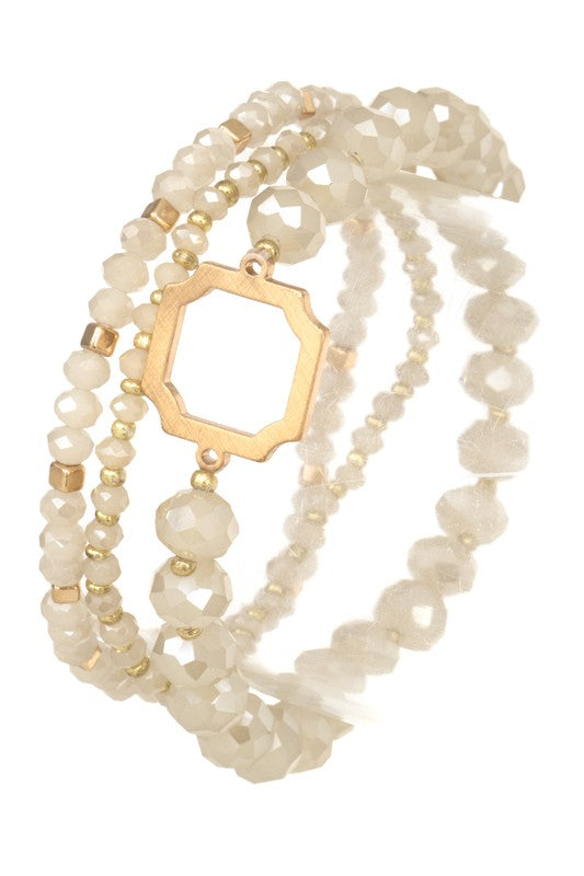 Faceted Glass Bead Multi Bracelet Set