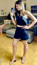 Load image into Gallery viewer, Black One Shoulder Crop Top Shorts Set
