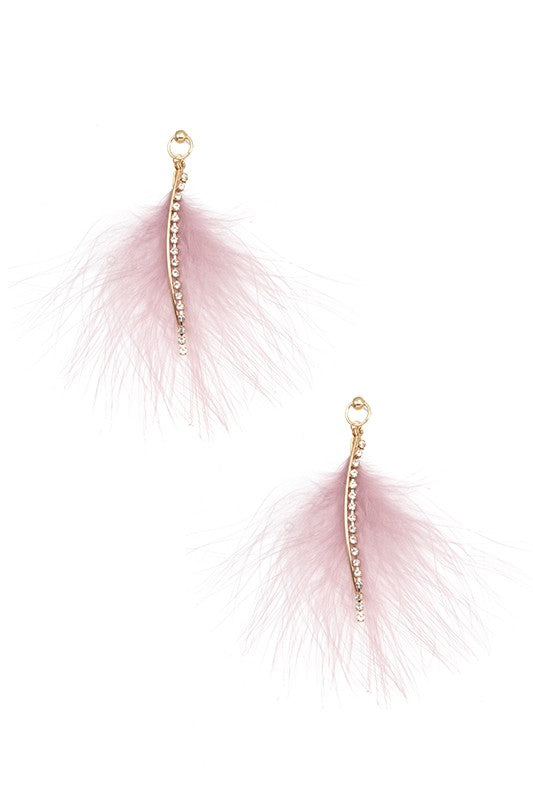 Gem Link Feather Dangle Earrings