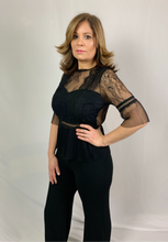 Load image into Gallery viewer, Lace Crochet Pleaded Mesh Top
