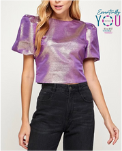Load image into Gallery viewer, Metallic Bubble Sleeve Top
