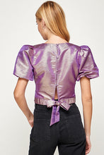 Load image into Gallery viewer, Metallic Bubble Sleeve Top

