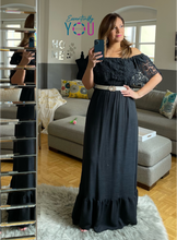 Load image into Gallery viewer, Off Shoulder Black Maxi Dress
