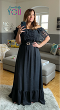 Load image into Gallery viewer, Off Shoulder Black Maxi Dress
