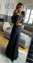 Load image into Gallery viewer, Off Shoulder Black Maxi Dress
