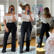 Load image into Gallery viewer, Off Shoulder Crochet &amp; Lace Jumpsuit
