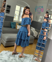 Load image into Gallery viewer, Off Shoulder Ruffle Drawstring Dress
