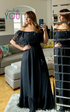 Load image into Gallery viewer, Off Shoulder Black Maxi Dress
