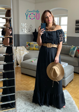 Load image into Gallery viewer, Off Shoulder Black Maxi Dress
