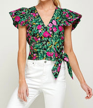 Load image into Gallery viewer, Printed Surplice Short Sleeve Top
