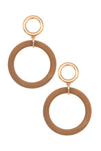 Load image into Gallery viewer, Round Wood Drop Earrings
