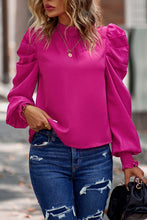 Load image into Gallery viewer, Fuchsia High Neck Ruffle Top
