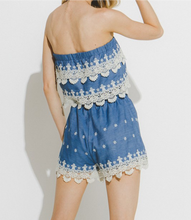 Load image into Gallery viewer, Tube Top Chambray Romper
