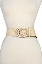 Load image into Gallery viewer, Woven Fashion Pearl Accent Belt
