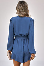 Load image into Gallery viewer, Cross V Neck Belt Solid Romper
